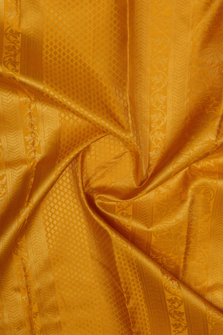 Ivory and yellow brocade pure kanchipuram silk saree