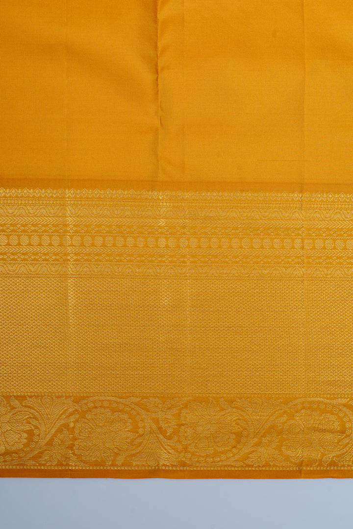 Ivory and yellow brocade pure kanchipuram silk saree