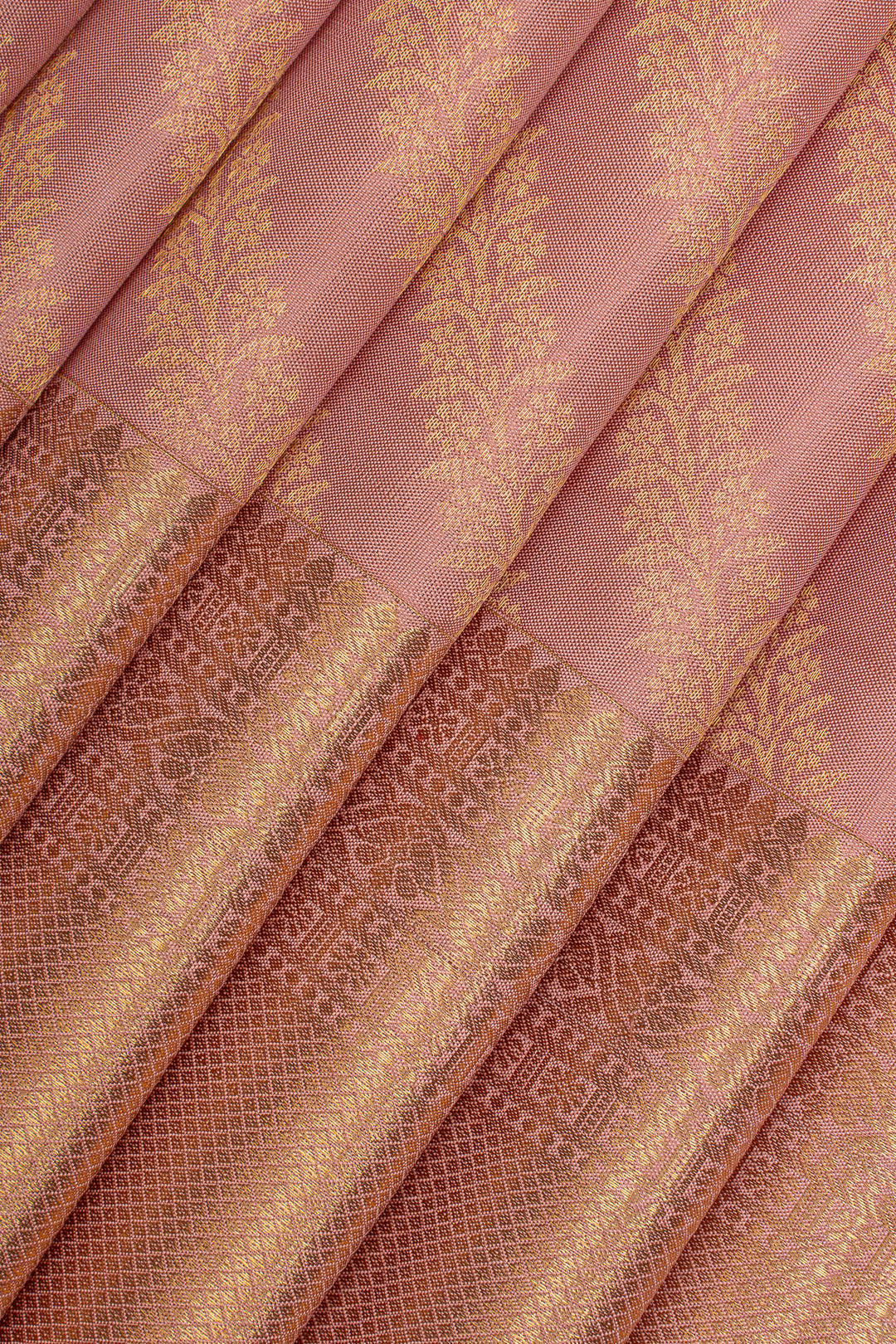Mauve leheriya brocade pure kanchipuram silk saree
