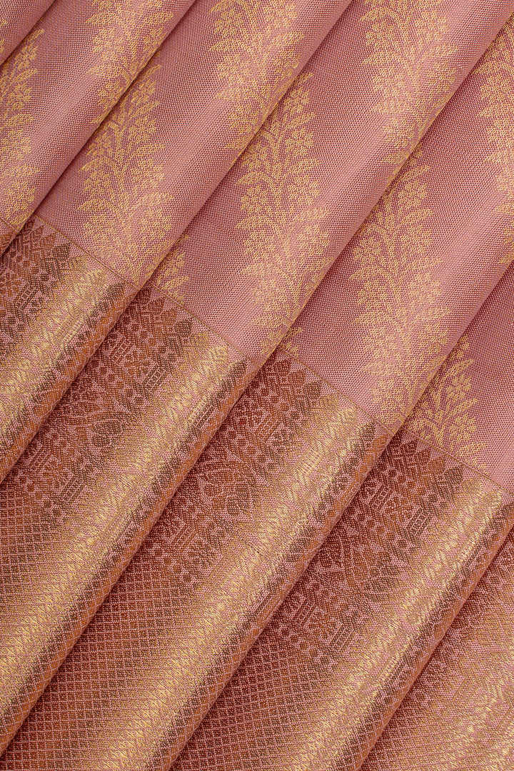 Mauve leheriya brocade pure kanchipuram silk saree