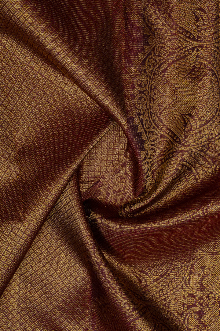 Orange and brown Vairaoosi  pure kanchipuram silk saree