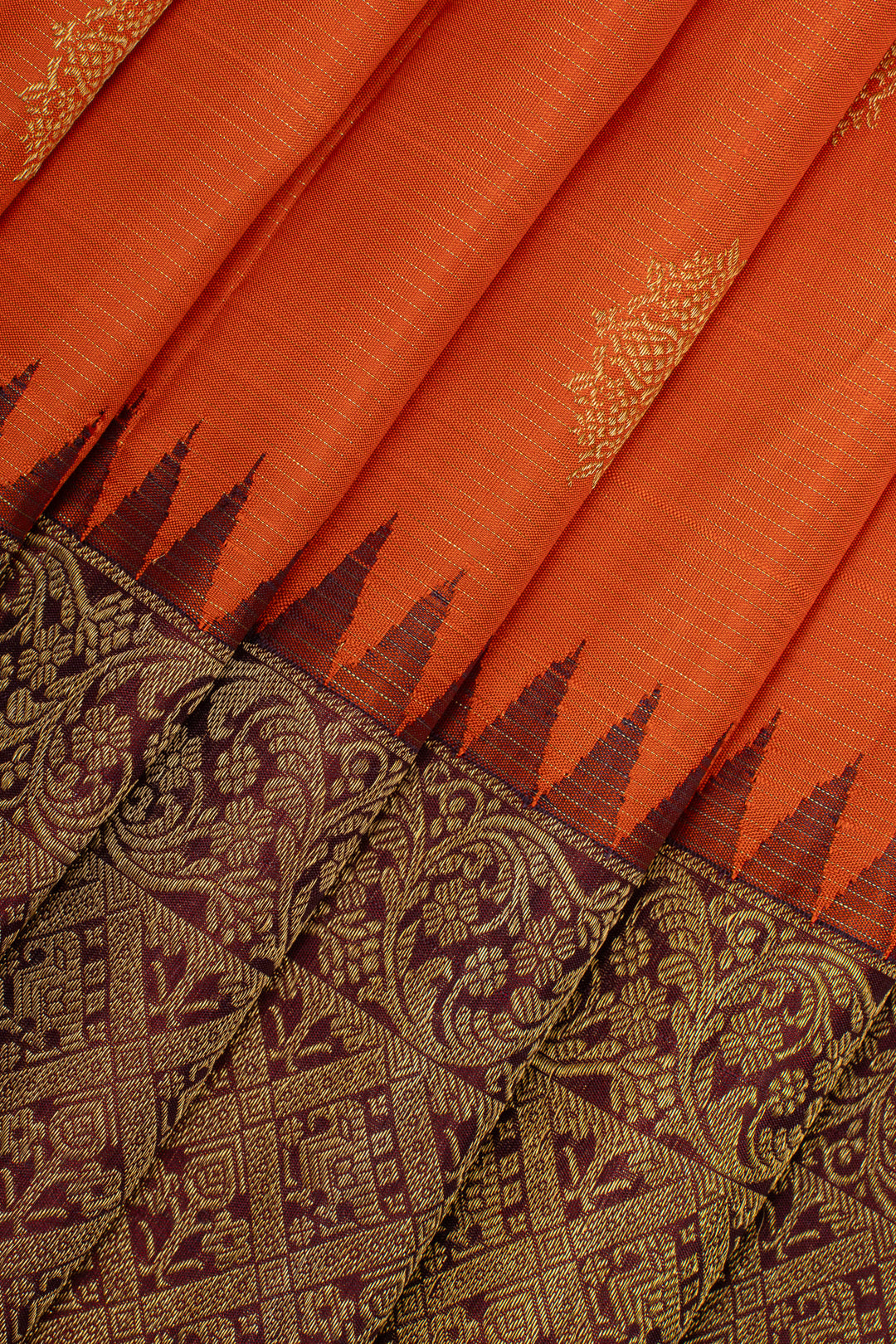 Orange and brown Vairaoosi  pure kanchipuram silk saree