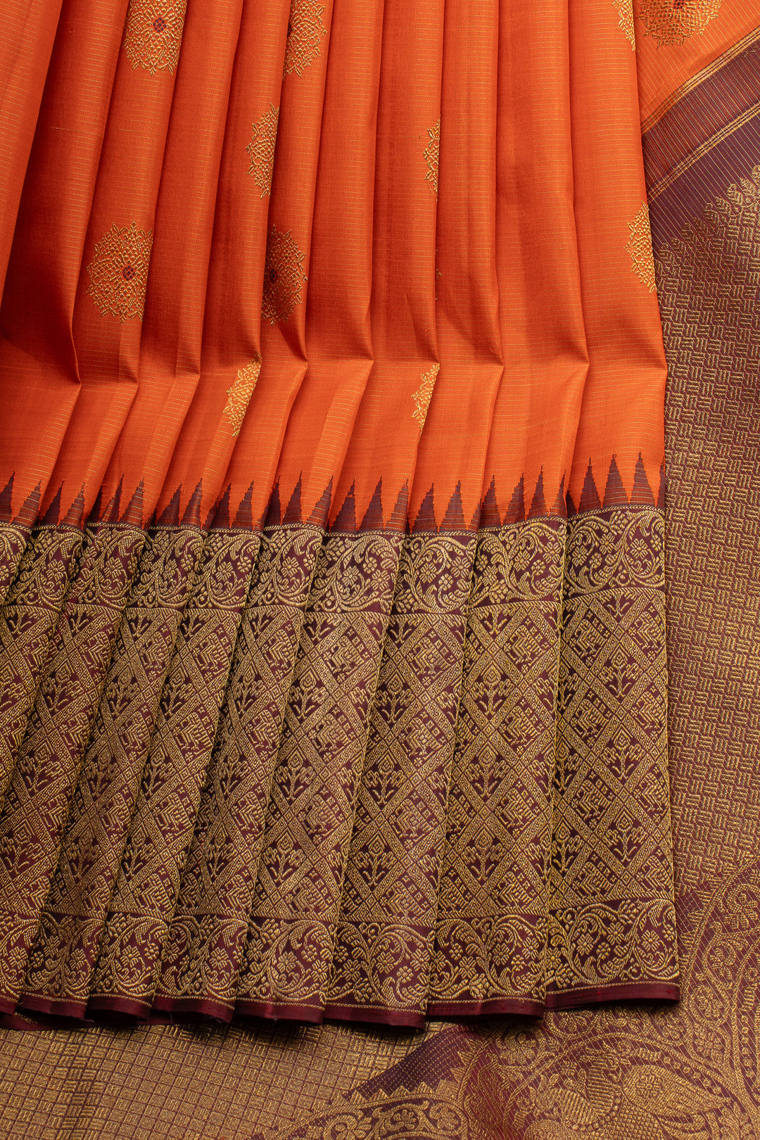 Orange and brown Vairaoosi  pure kanchipuram silk saree