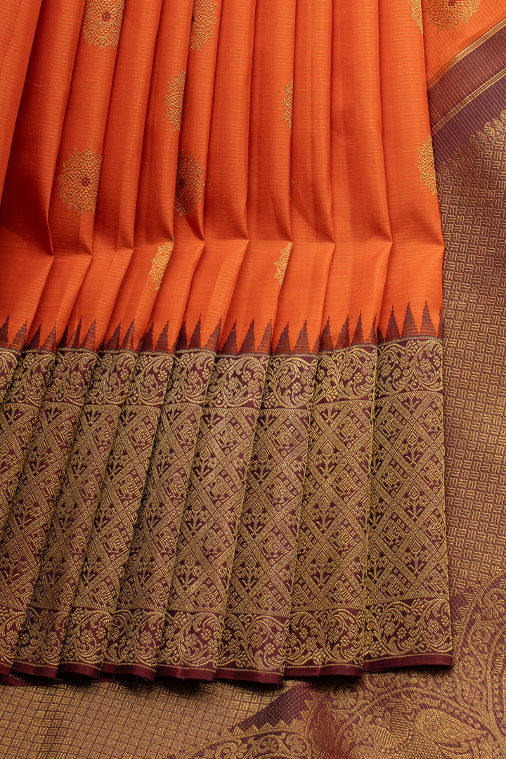 Orange and brown Vairaoosi  pure kanchipuram silk saree