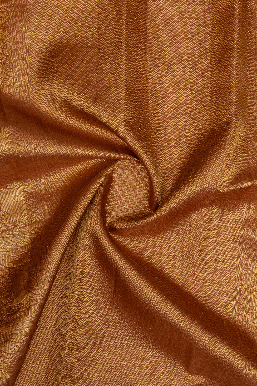 Rust orange neli stripes pure kanchipuram silk saree