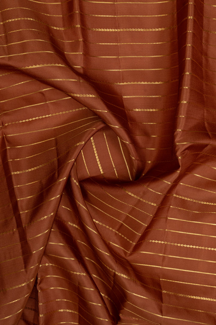 Rust orange neli stripes pure kanchipuram silk saree