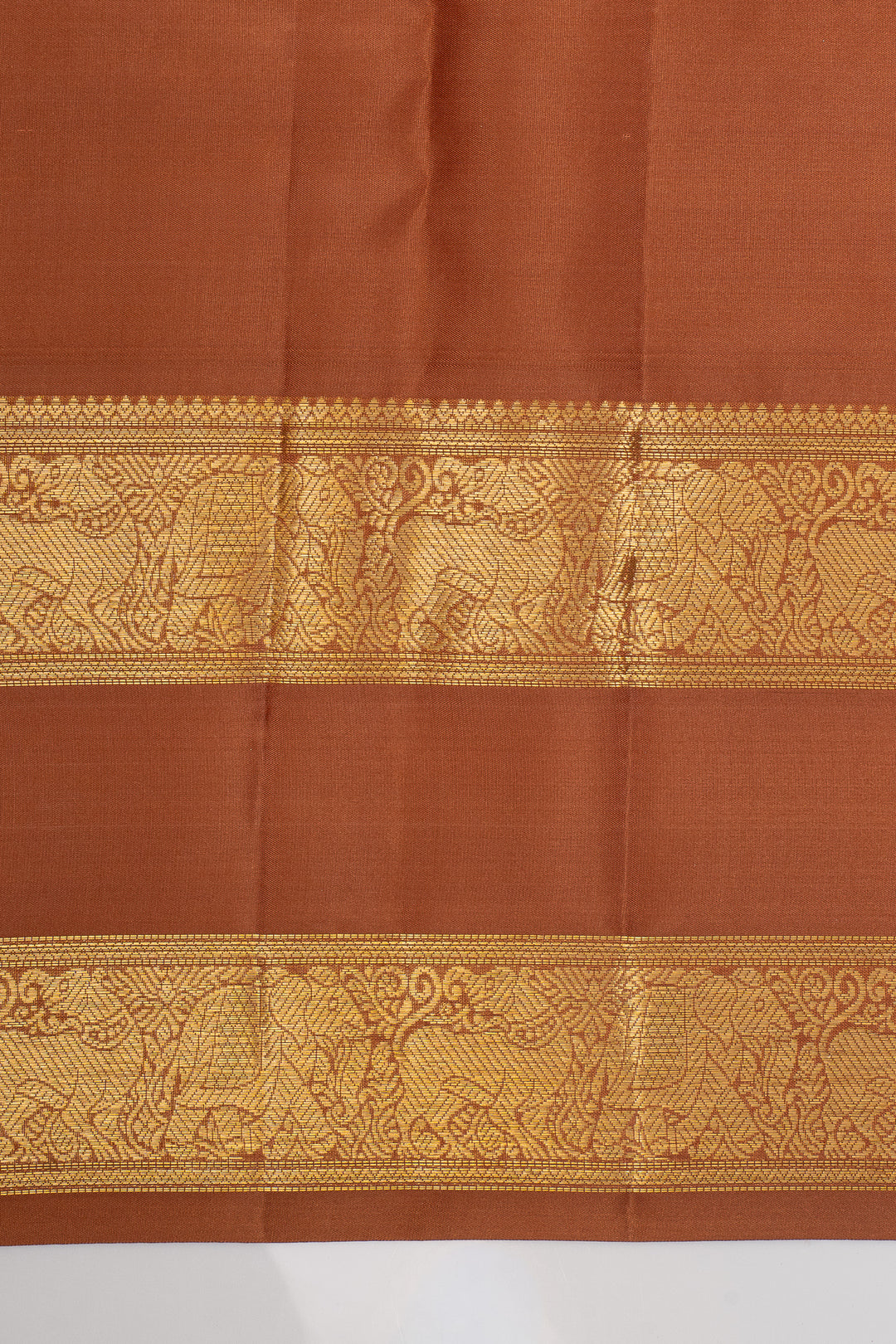 Rust orange neli stripes pure kanchipuram silk saree