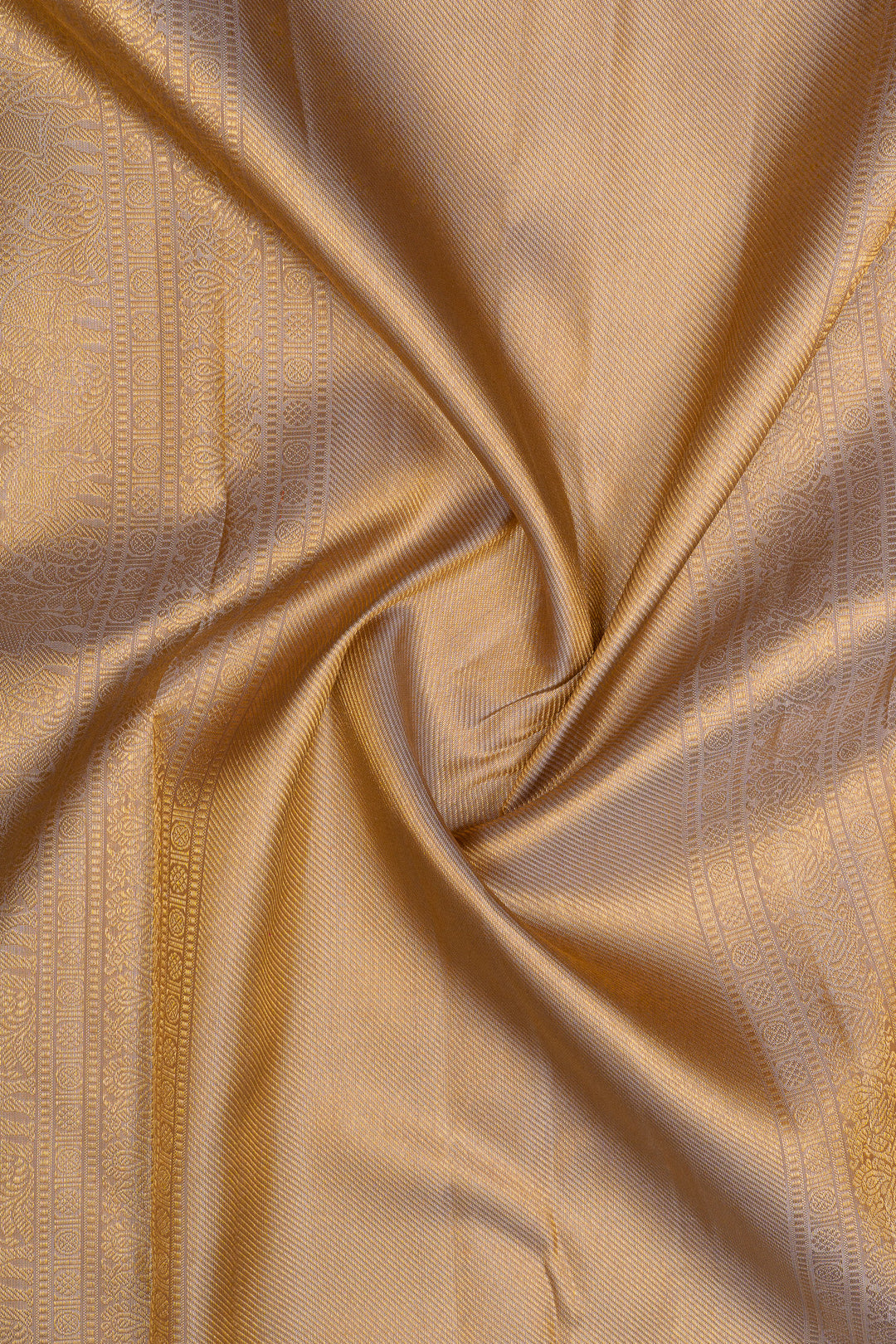 Champagne gold brocade pure kanchipuram silk saree