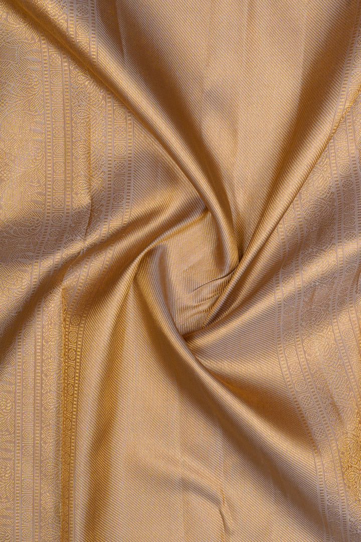 Champagne gold brocade pure kanchipuram silk saree