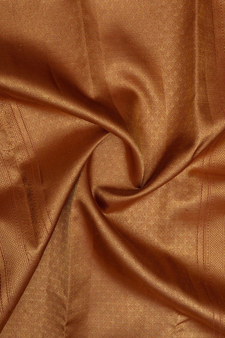 Rust orange stripes pure kanchipuram silk saree
