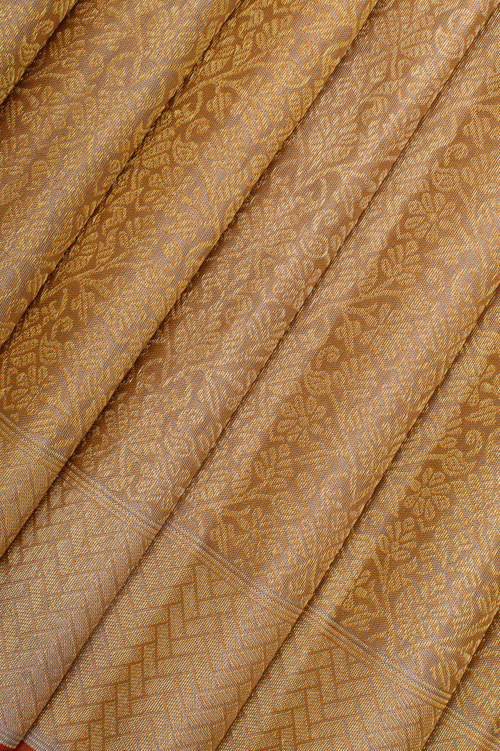 Champagne gold brocade pure kanchipuram silk saree