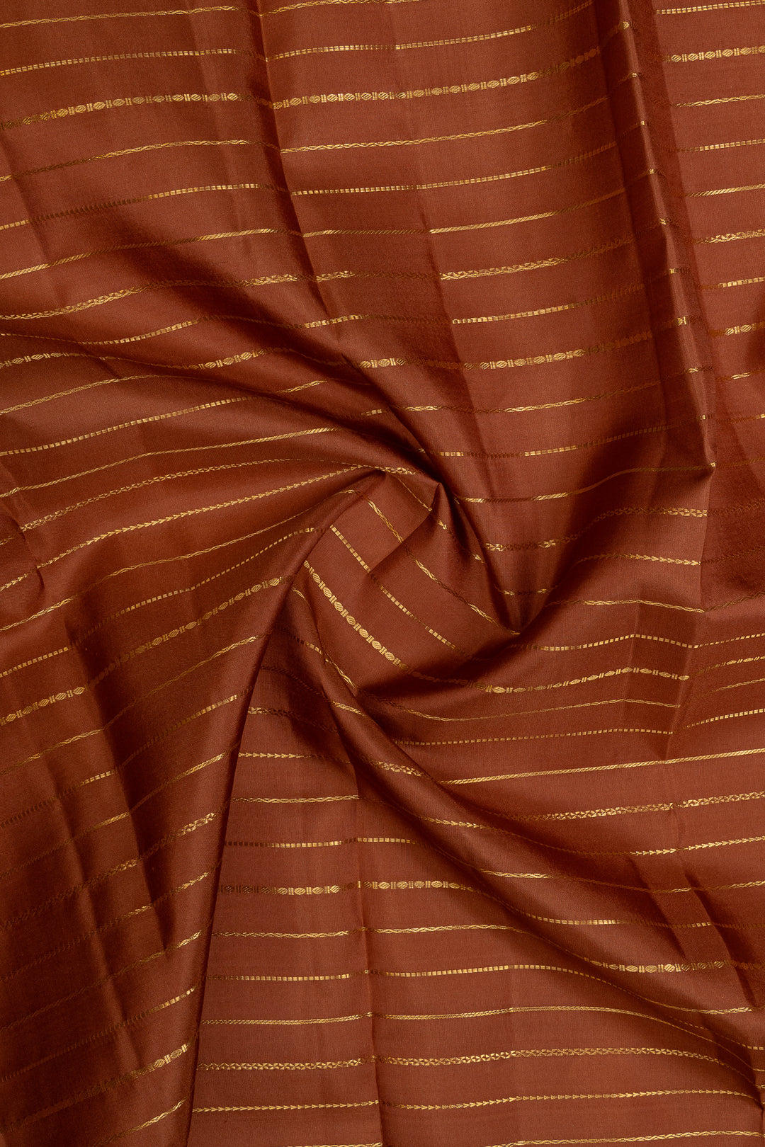 Rust orange stripes pure kanchipuram silk saree