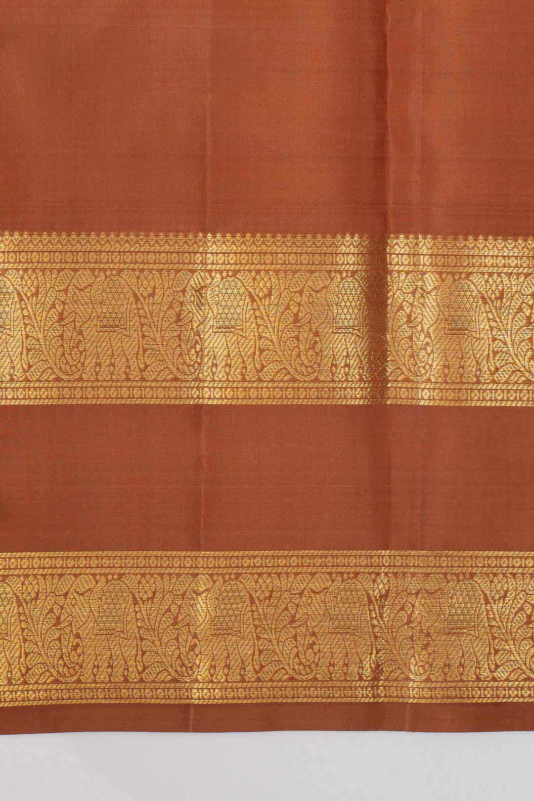 Rust orange stripes pure kanchipuram silk saree