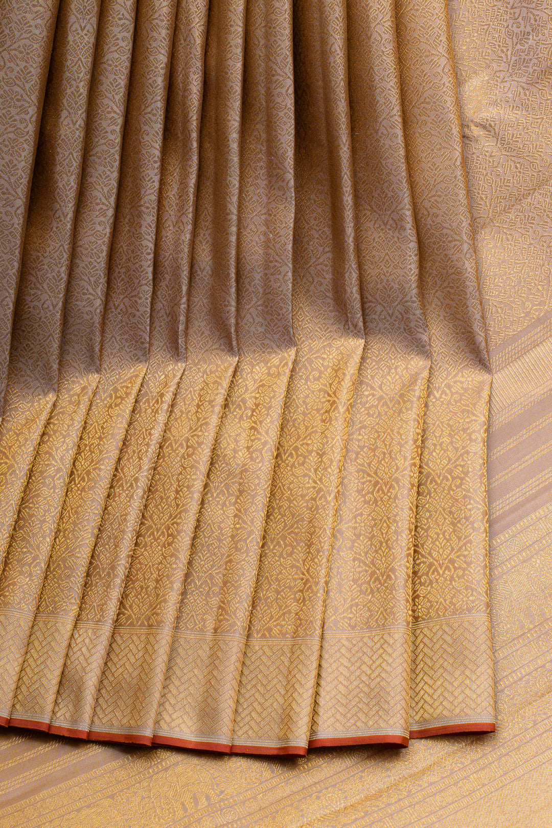 Champagne gold brocade pure kanchipuram silk saree