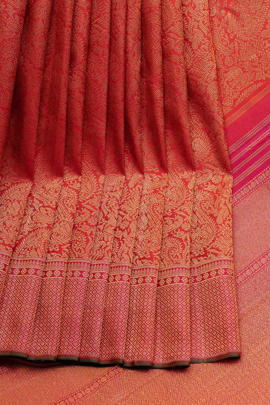 Red paisley vanasingaram pure kanchipuram silk saree
