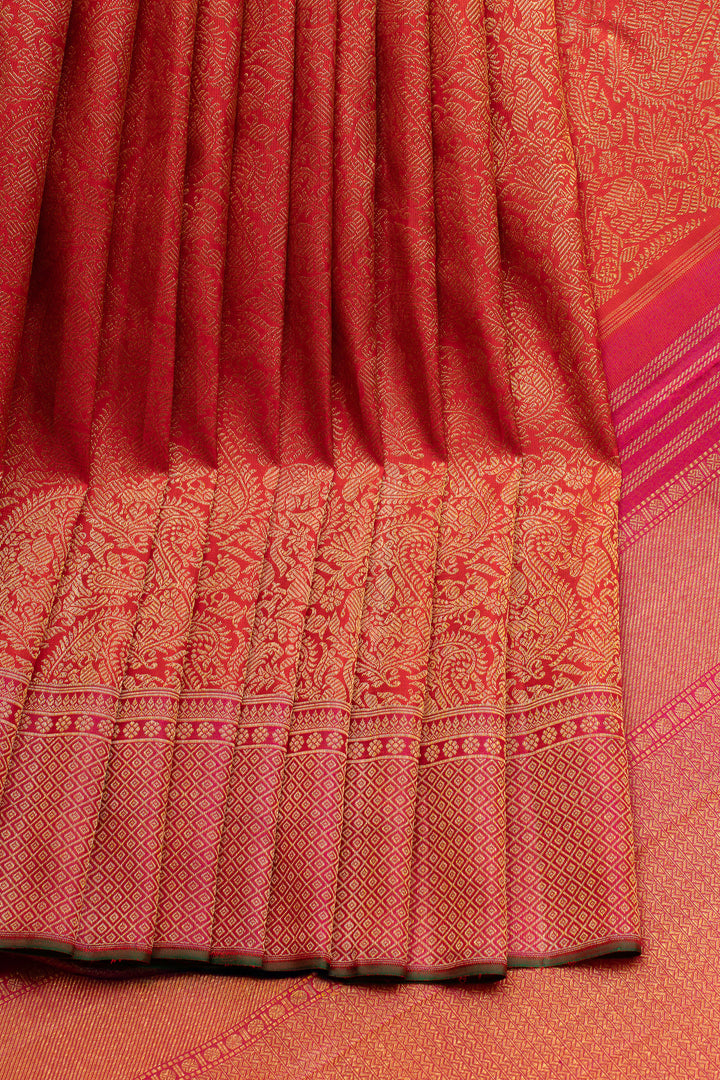 Red paisley vanasingaram pure kanchipuram silk saree