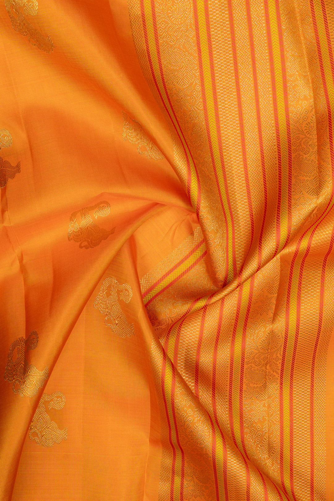 Bottle green and mustard rettai pettu pure kanchipuram silk saree
