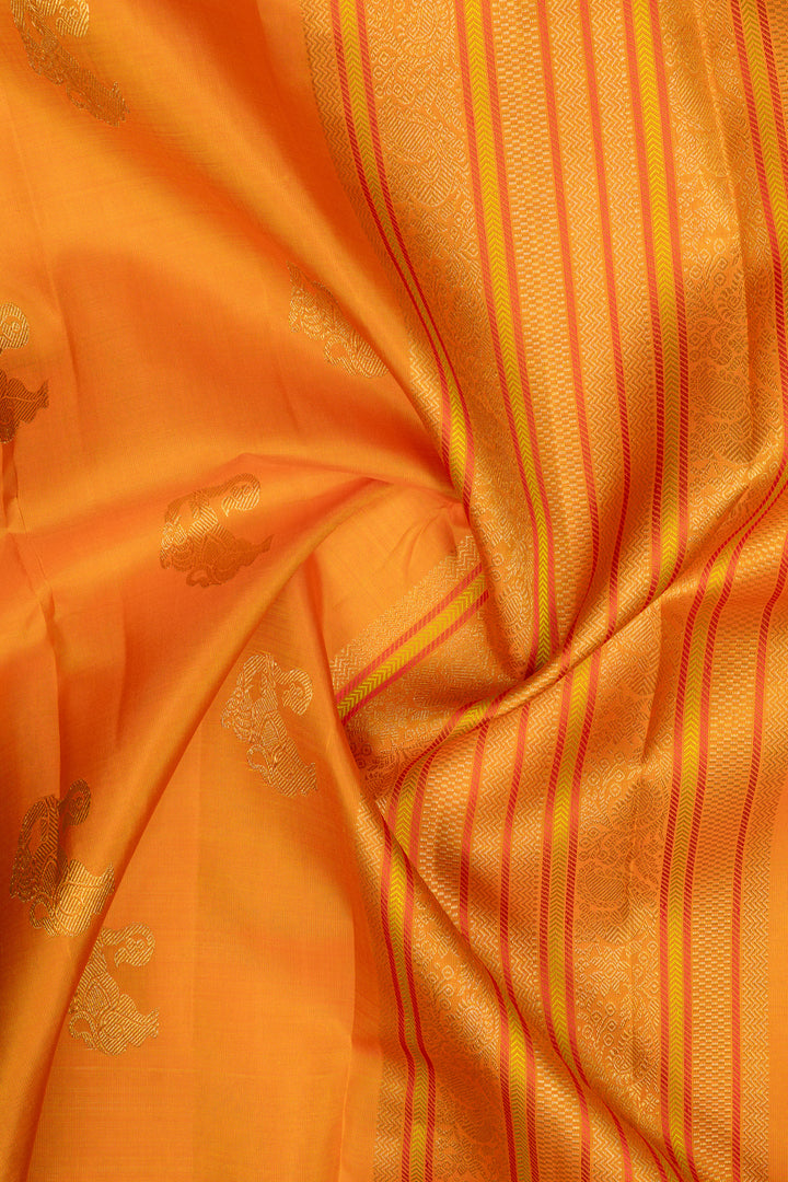 Bottle green and mustard rettai pettu pure kanchipuram silk saree