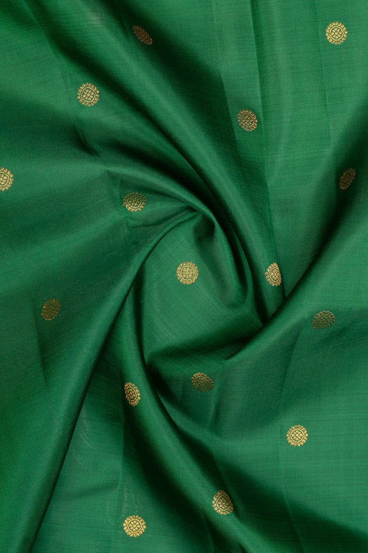 Bottle green and mustard rettai pettu pure kanchipuram silk saree