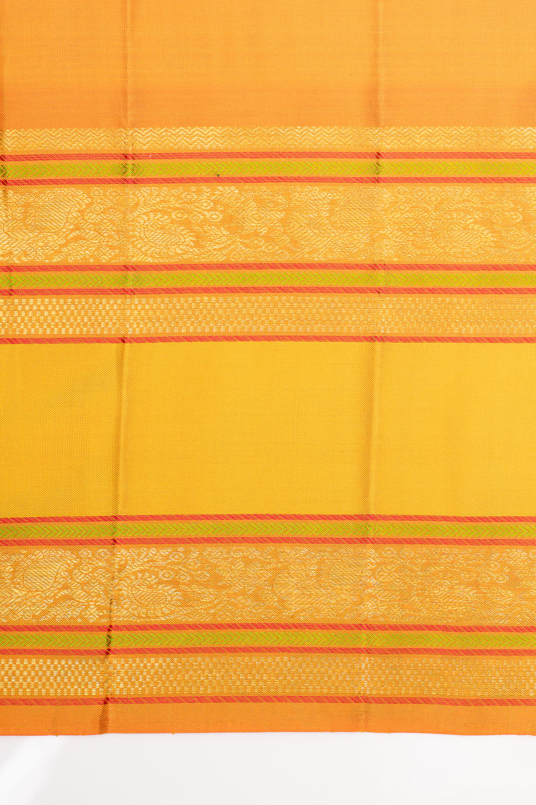Bottle green and mustard rettai pettu pure kanchipuram silk saree
