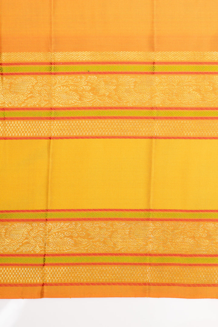 Bottle green and mustard rettai pettu pure kanchipuram silk saree