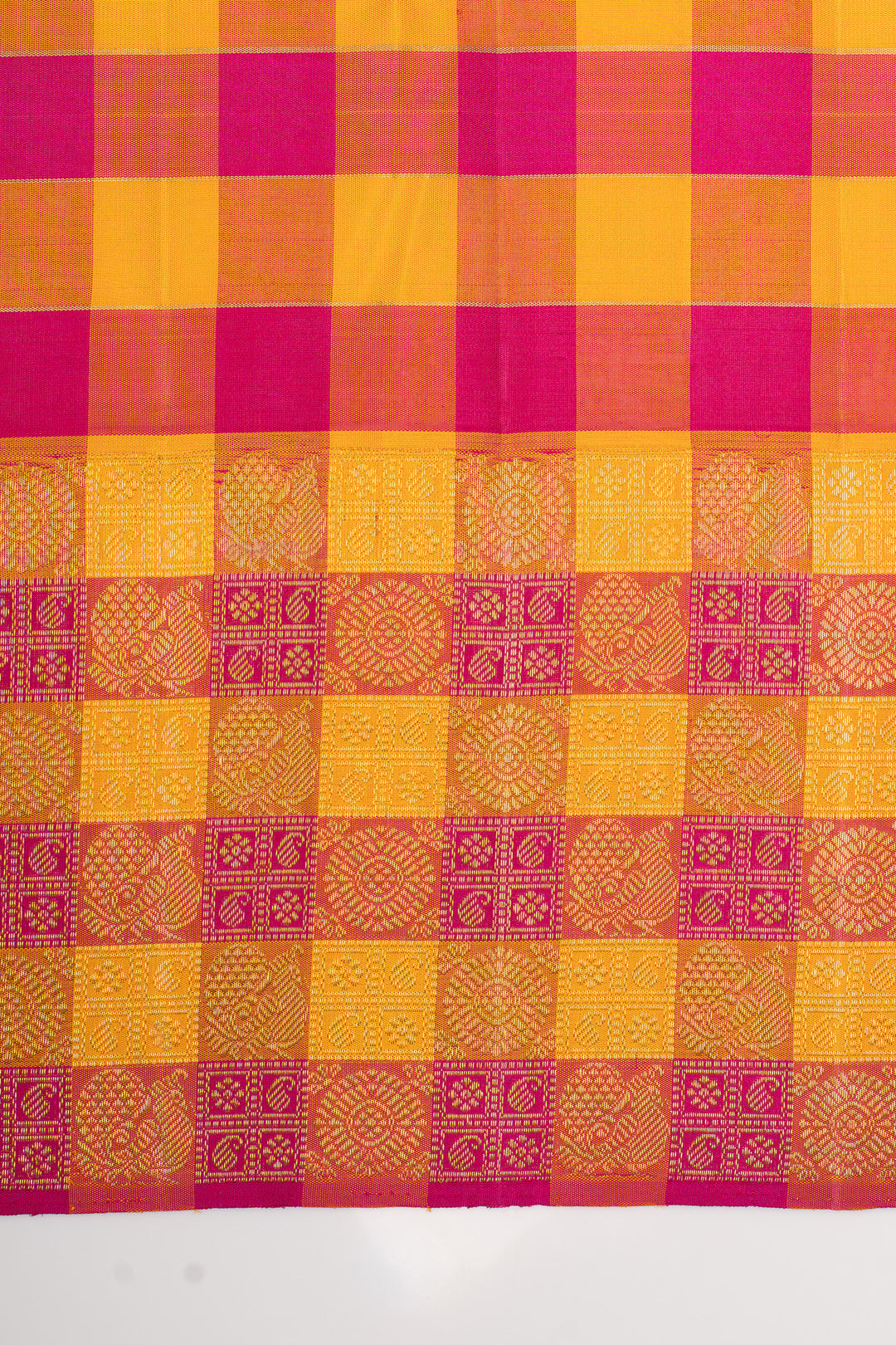 Royal purple lakshabuttaus multi checks border pure kanchipuram silk saree