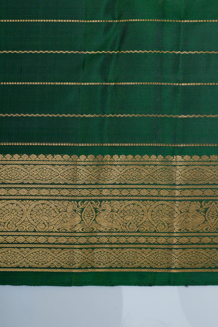 Maroon and green neli checks pure kanchipuram silk saree
