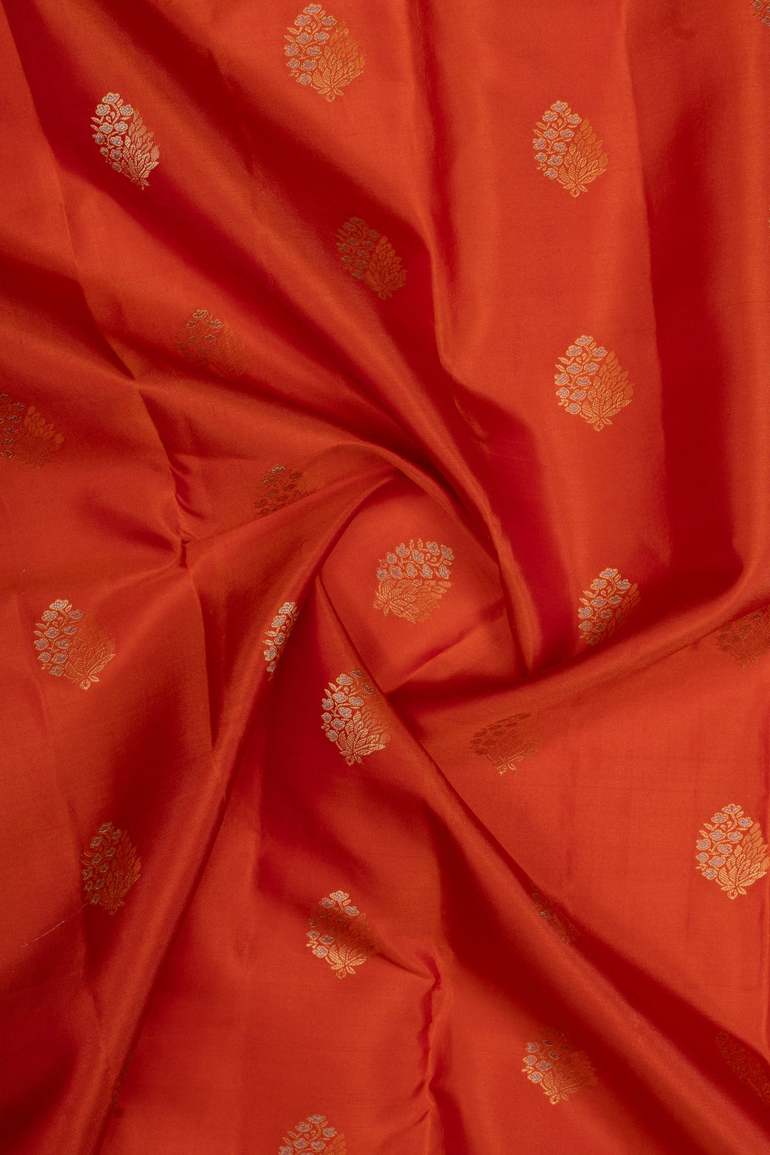 Rust orange traditional pure kanchipuram silk saree