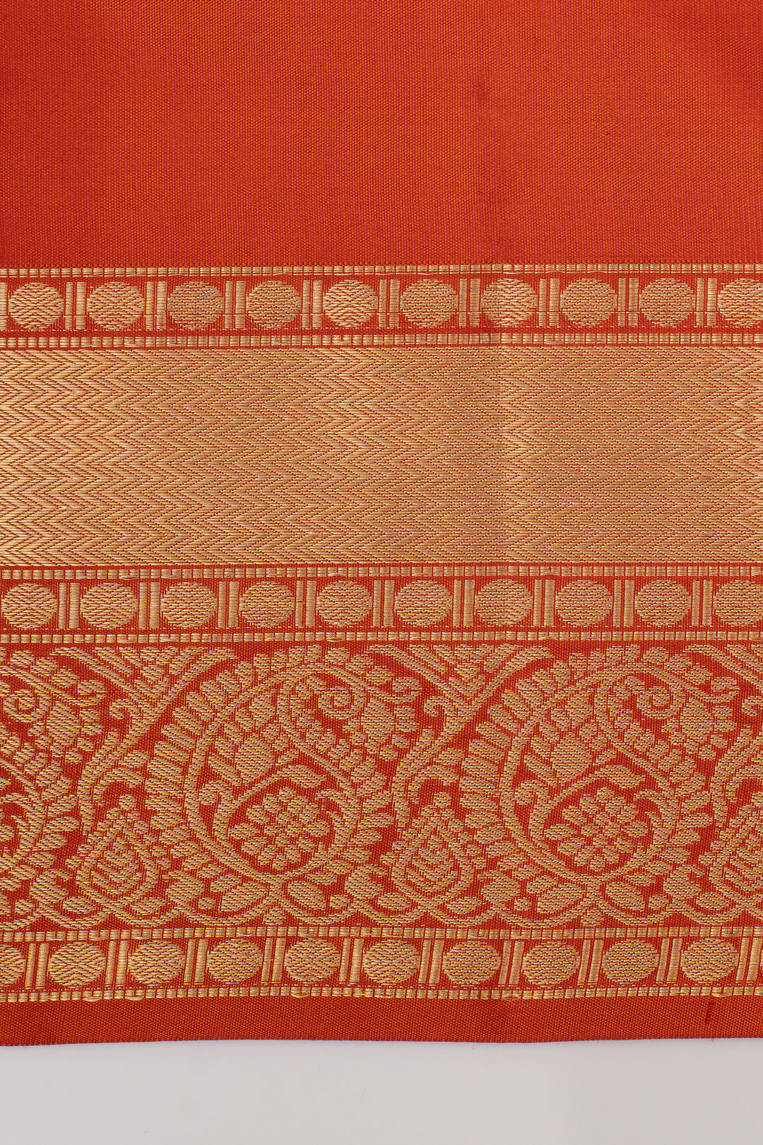 Rust orange traditional pure kanchipuram silk saree