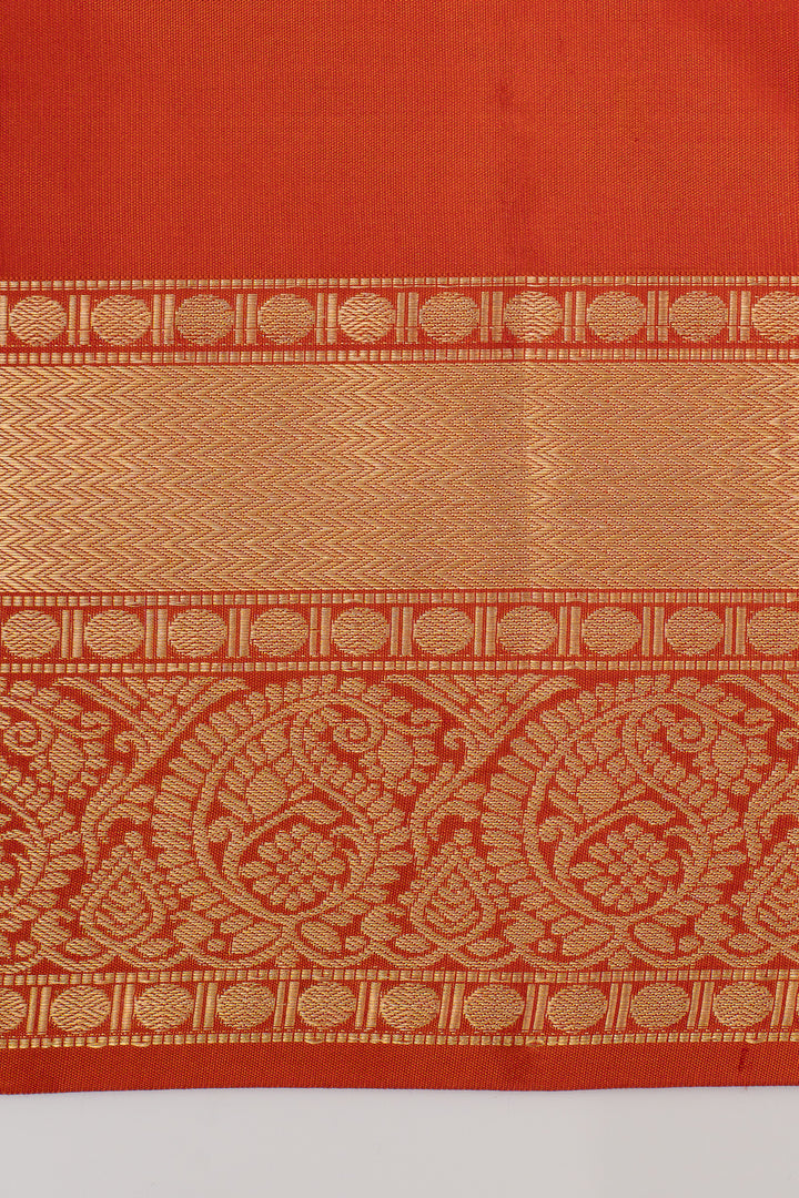 Rust orange traditional pure kanchipuram silk saree