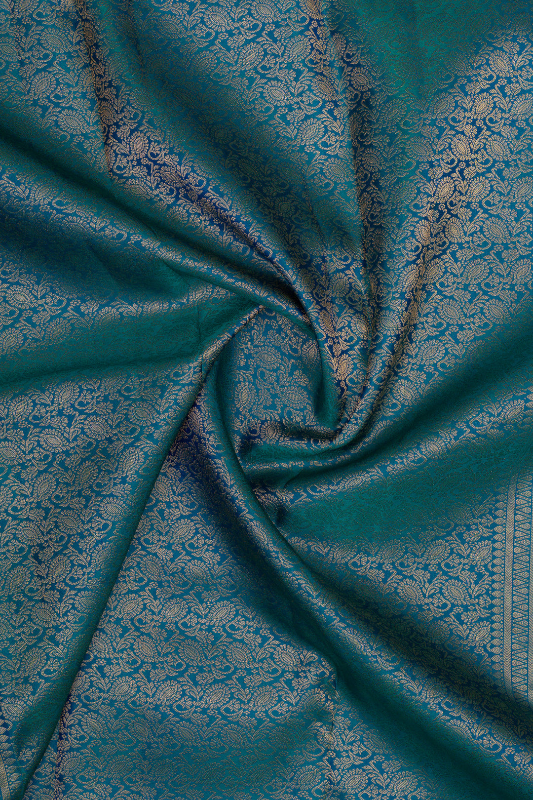 Peacock blue brocade pure kanchipuram silk saree