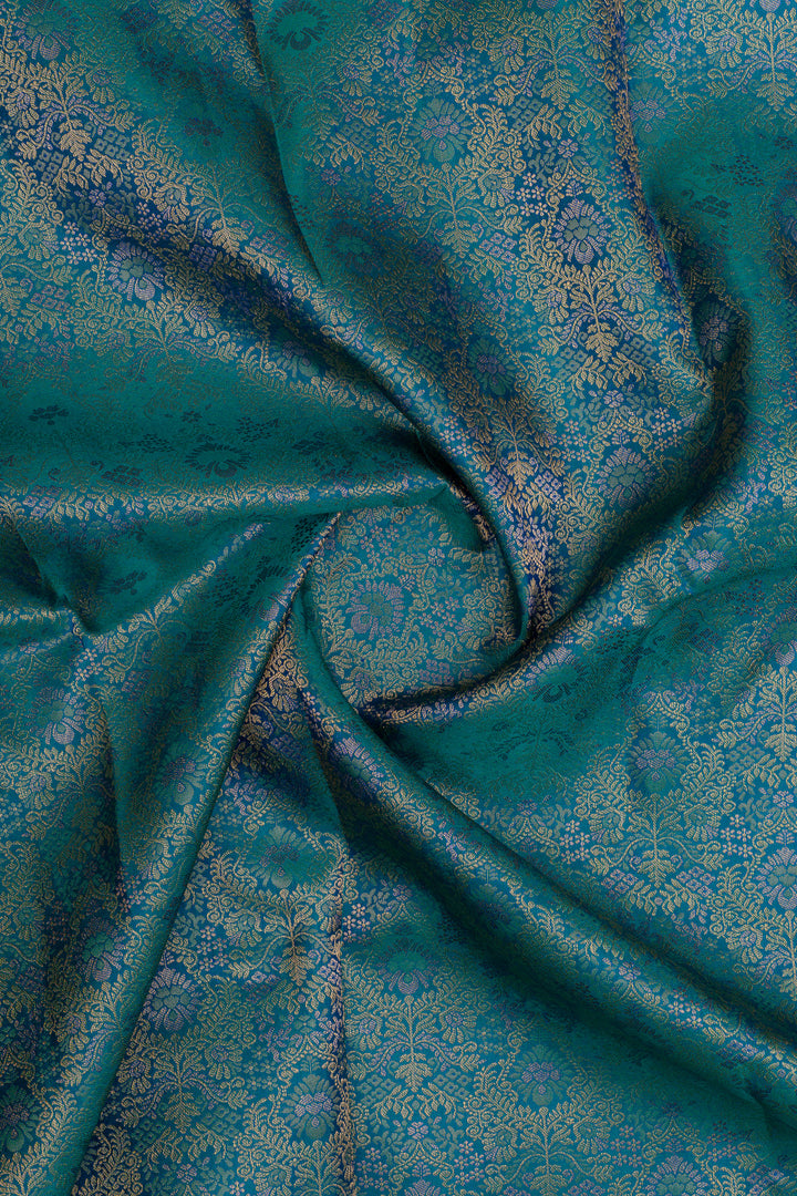 Peacock blue brocade pure kanchipuram silk saree