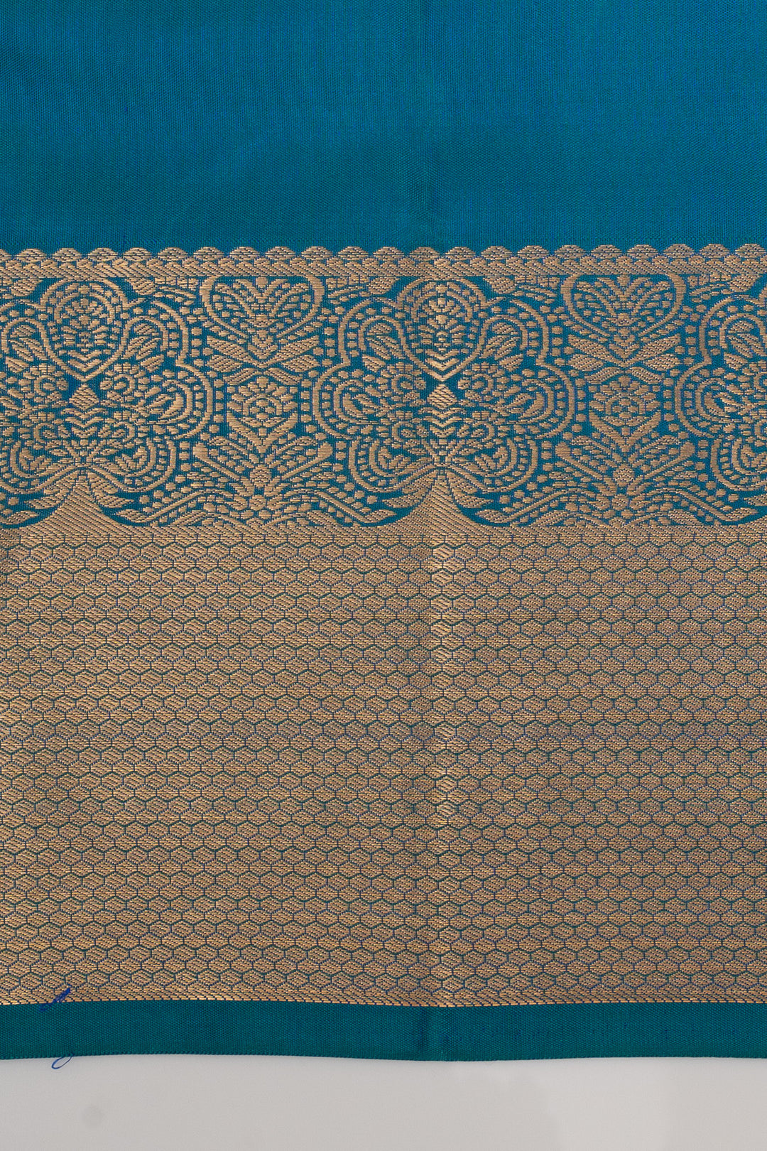 Peacock blue brocade pure kanchipuram silk saree