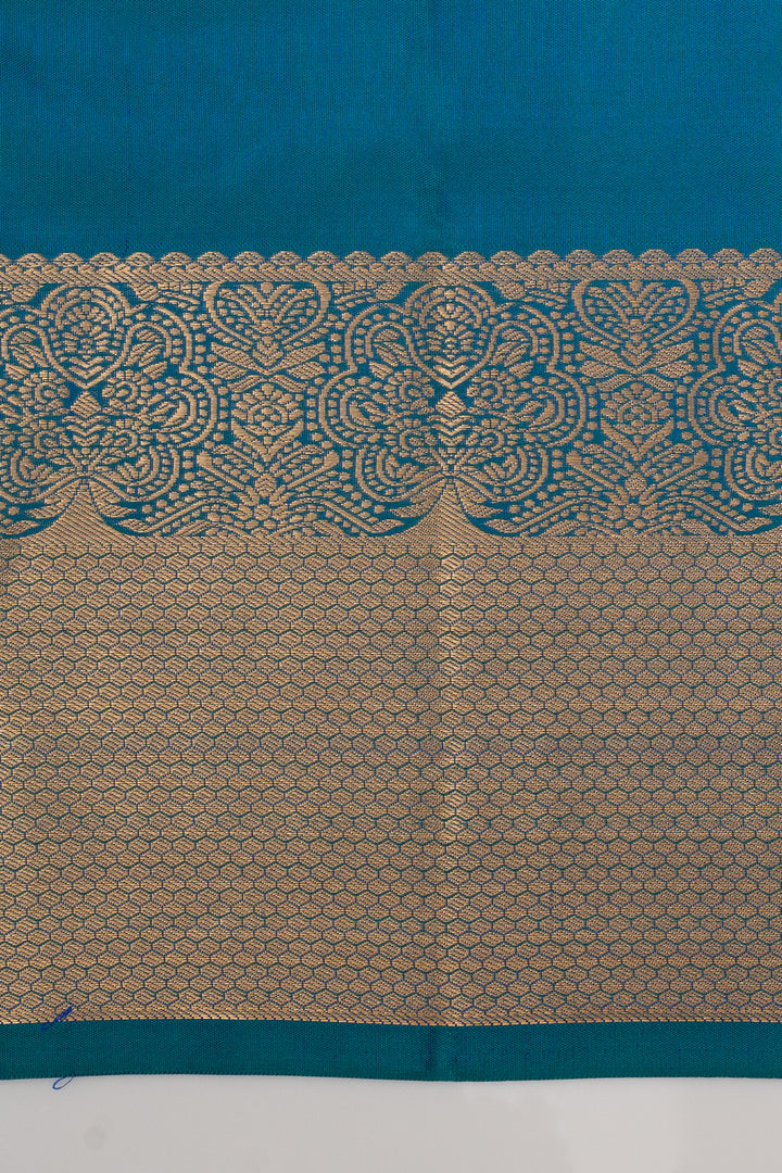Peacock blue brocade pure kanchipuram silk saree