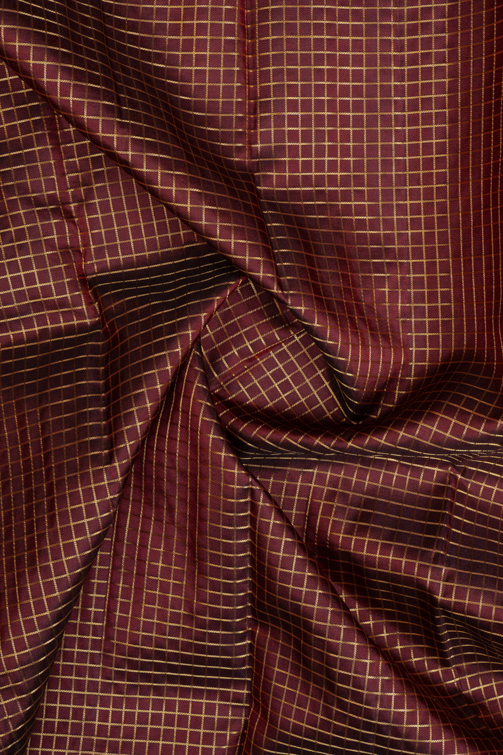Maroon zari checks pure kanchipuram silk saree