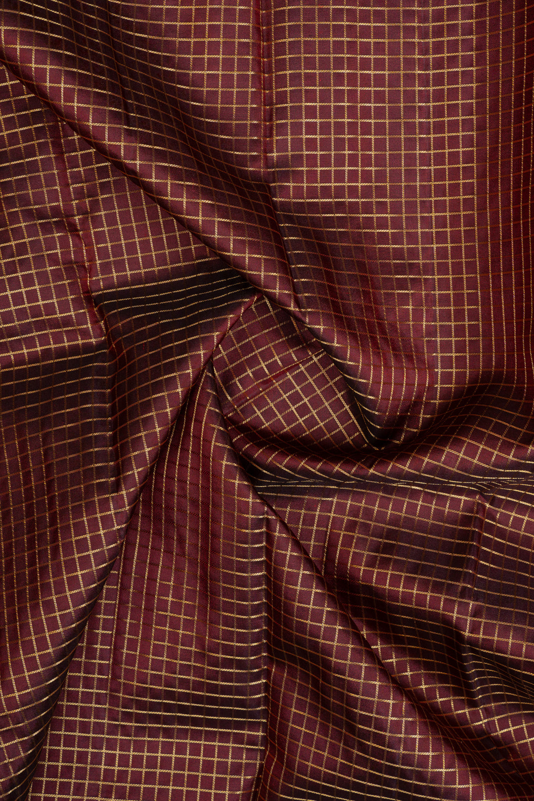 Maroon zari checks pure kanchipuram silk saree