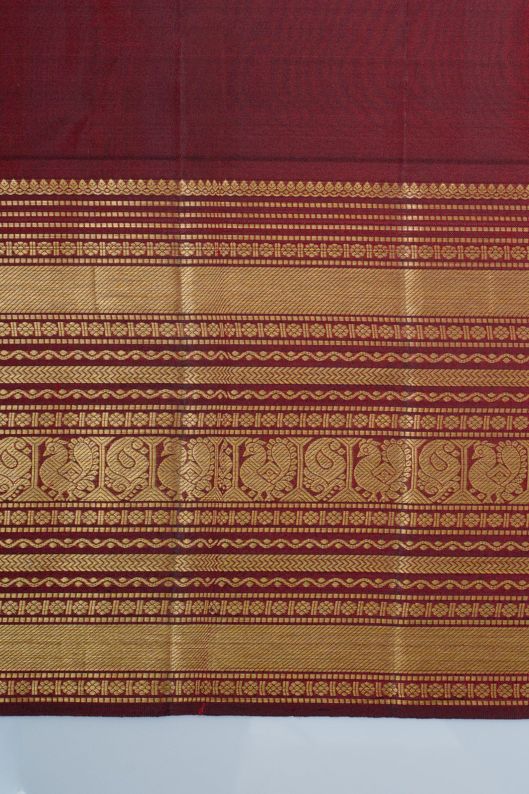 Maroon zari checks pure kanchipuram silk saree