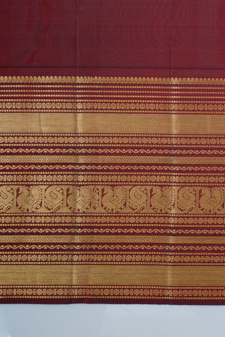 Maroon zari checks pure kanchipuram silk saree