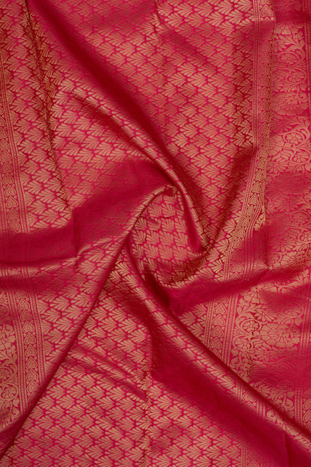 Reddish pink brocade pure kanchipuram silk saree