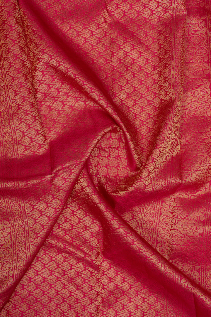 Reddish pink brocade pure kanchipuram silk saree