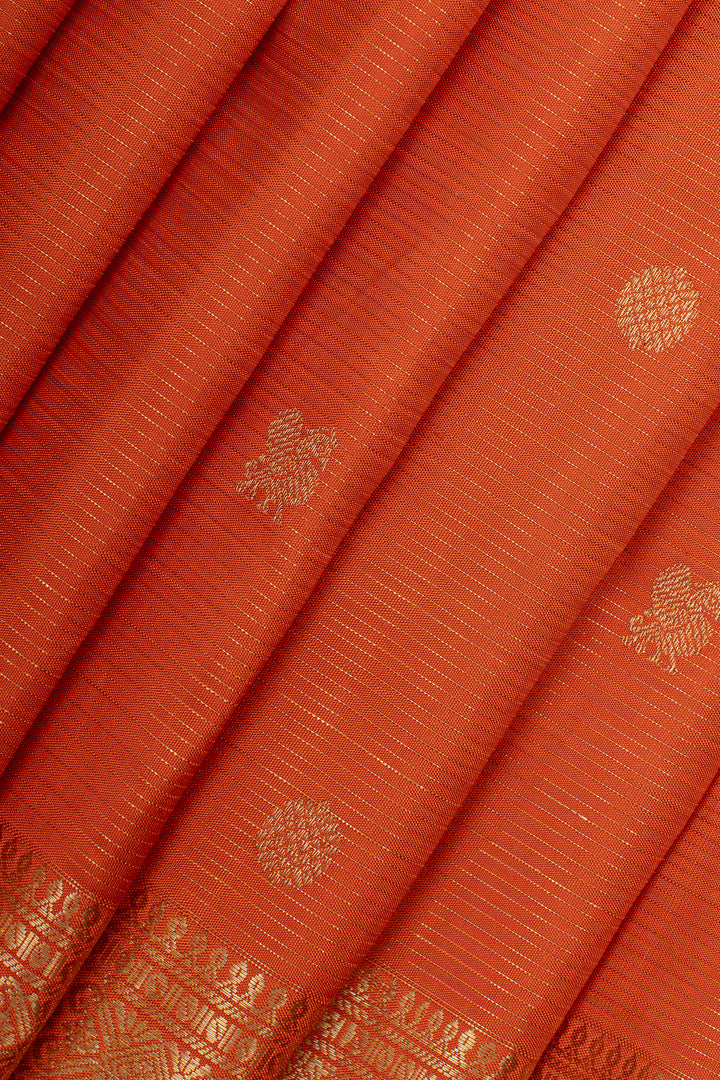 Rust orange Vairaoosi pure kanchipuram silk saree