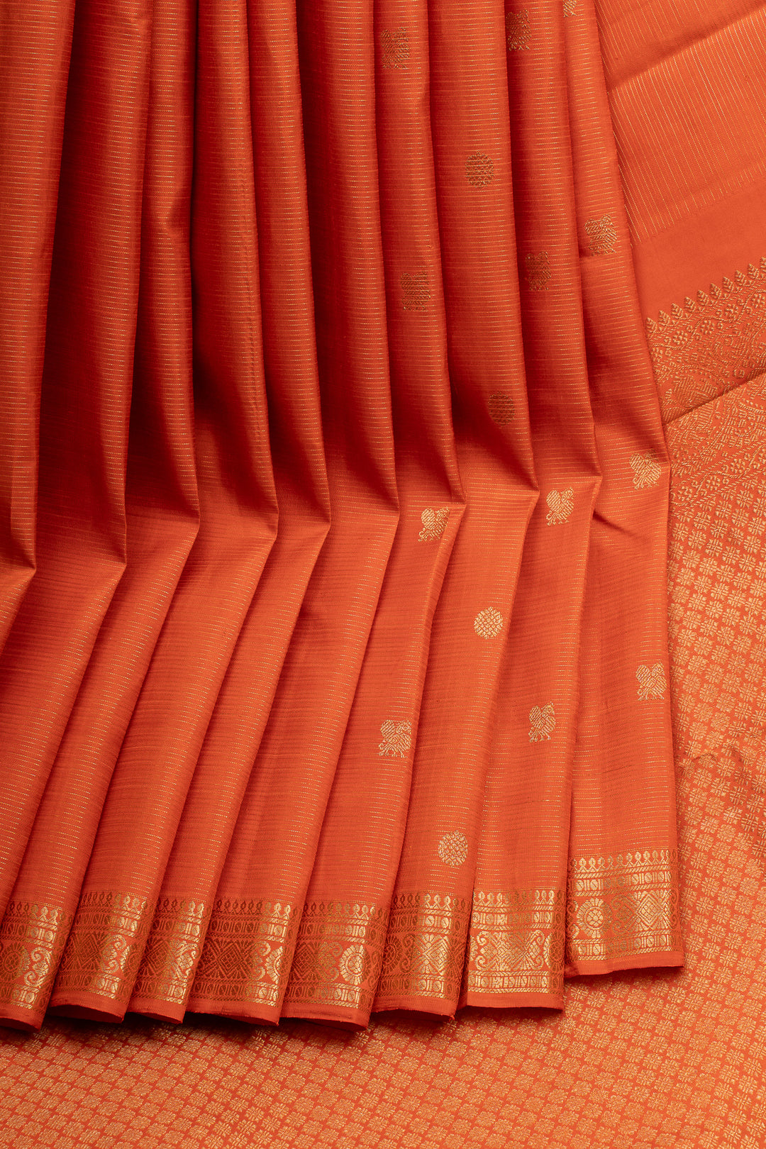 Rust orange Vairaoosi pure kanchipuram silk saree