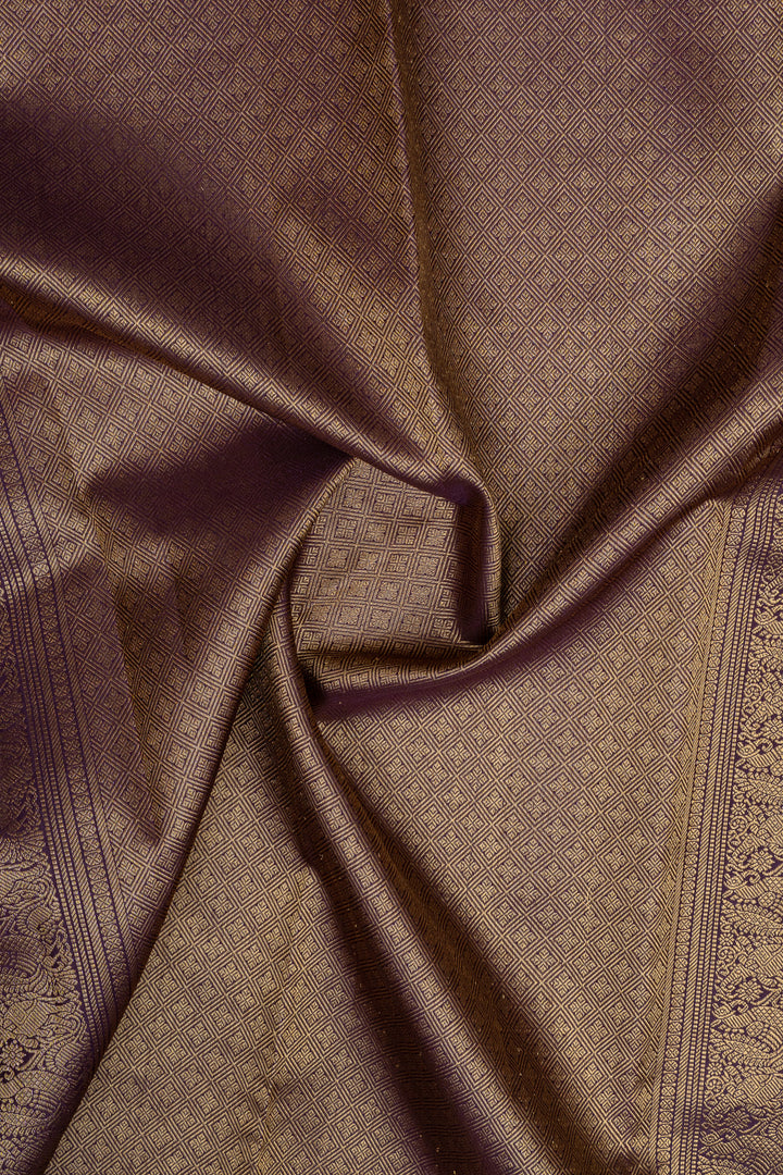Aubergine purple neli stripes  pure kanchipuram silk saree