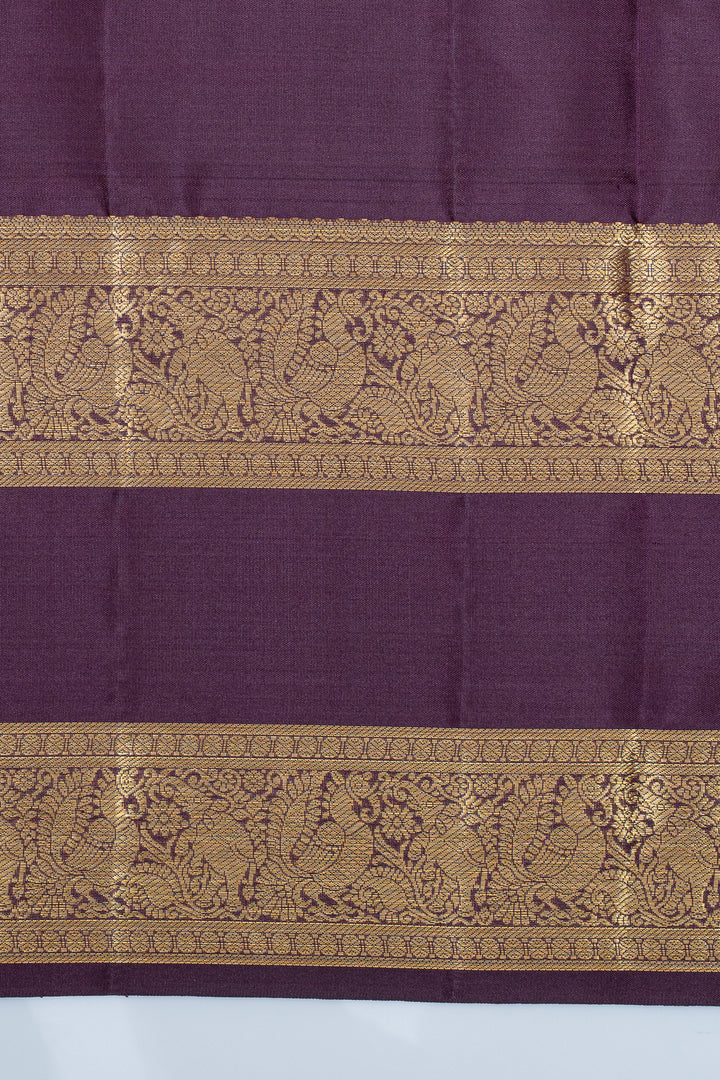Aubergine purple neli stripes  pure kanchipuram silk saree