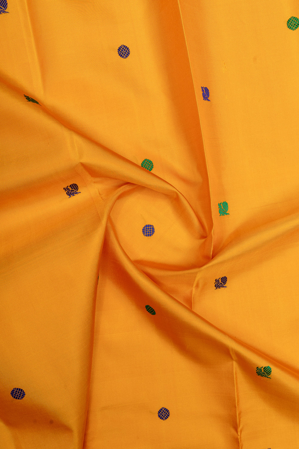 Mustard and purple threadwork pure kanchipuram silk saree