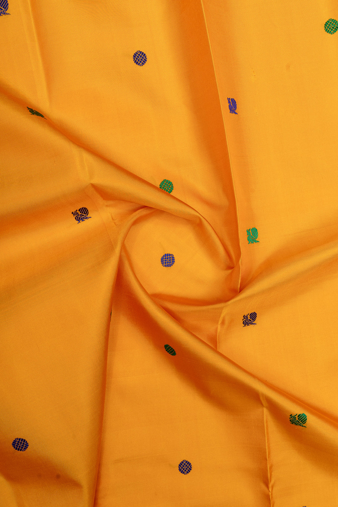 Mustard and purple threadwork pure kanchipuram silk saree