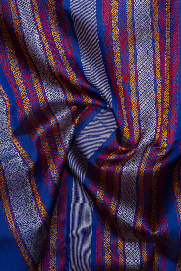 Rust orange threadwork pure kanchipuram silk saree