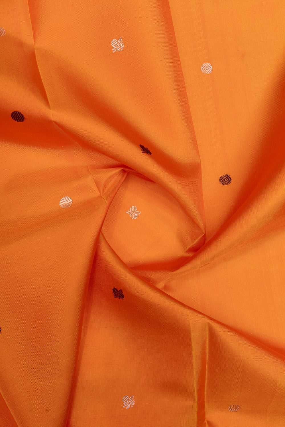 Rust orange threadwork pure kanchipuram silk saree