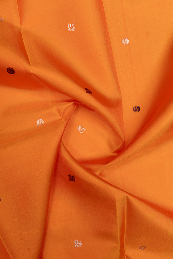 Rust orange threadwork pure kanchipuram silk saree