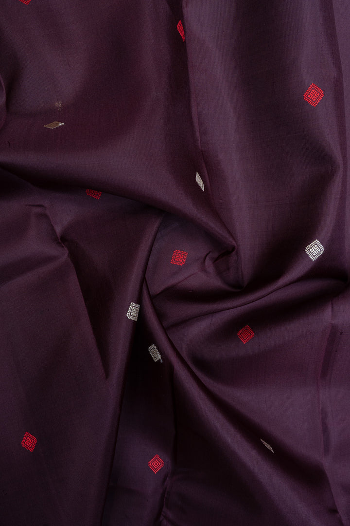 Purple threadwork pure kanchipuram silk saree